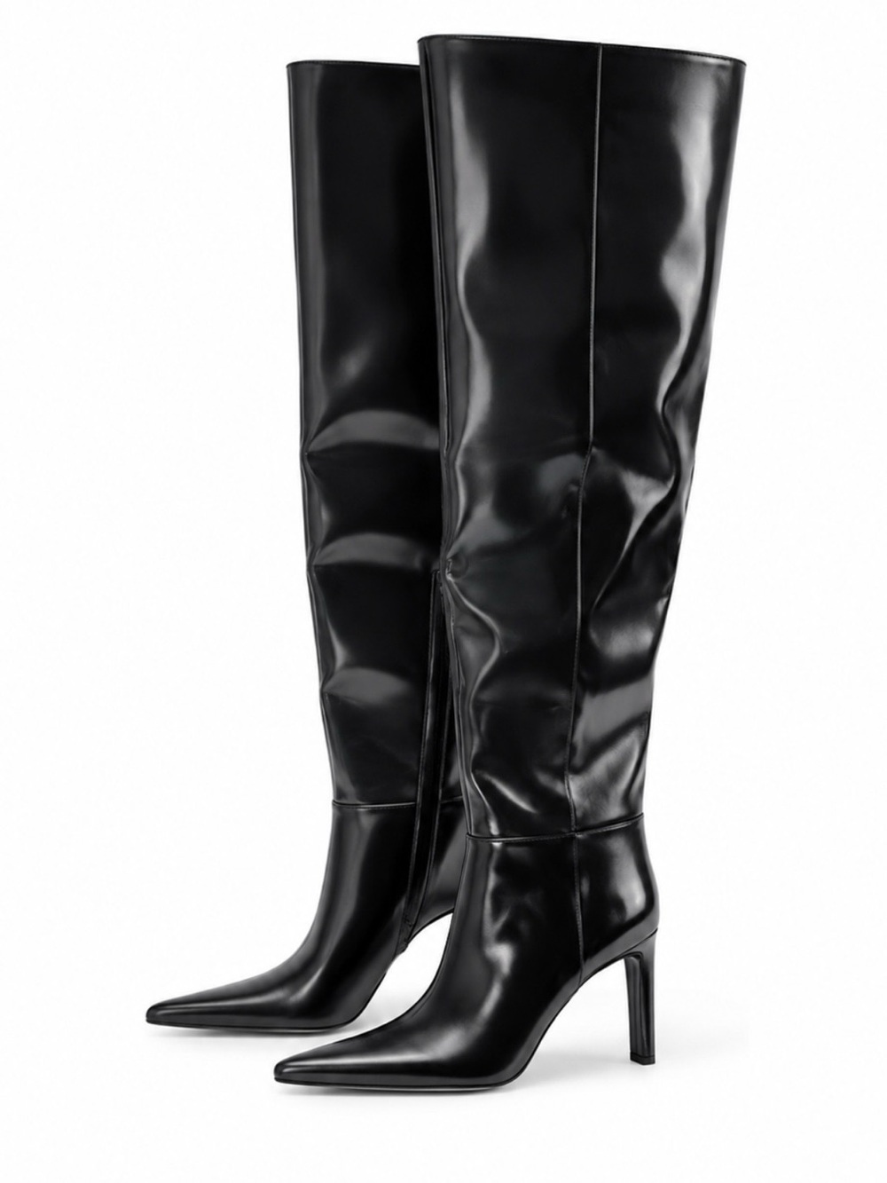 H&M NWT Black Over the Knee Pointed ToeStiletto Boots / Size 7 - Picture 1 of 6